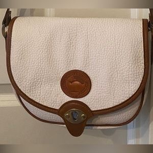 Vintage white all weather leather Dooney & Bourke crossbody saddle bag purse